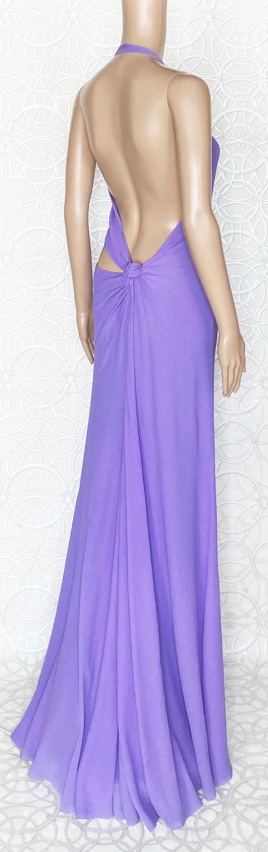 VINTAGE GIANNI VERSACE COUTURE OPEN BACK LILAC SILK DRESS Size 42 - 6 8