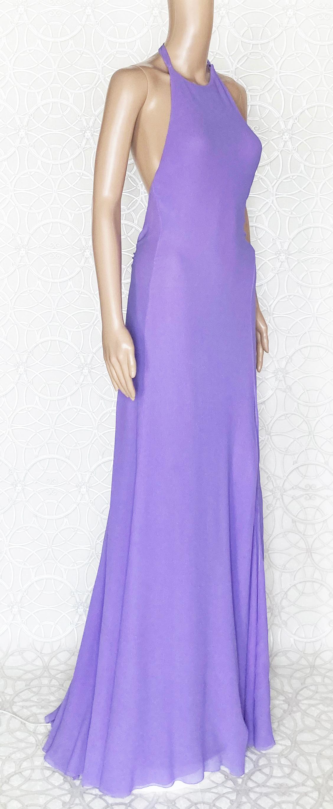 VINTAGE GIANNI VERSACE COUTURE OPEN BACK LILAC SILK DRESS Size 42 - 6 9