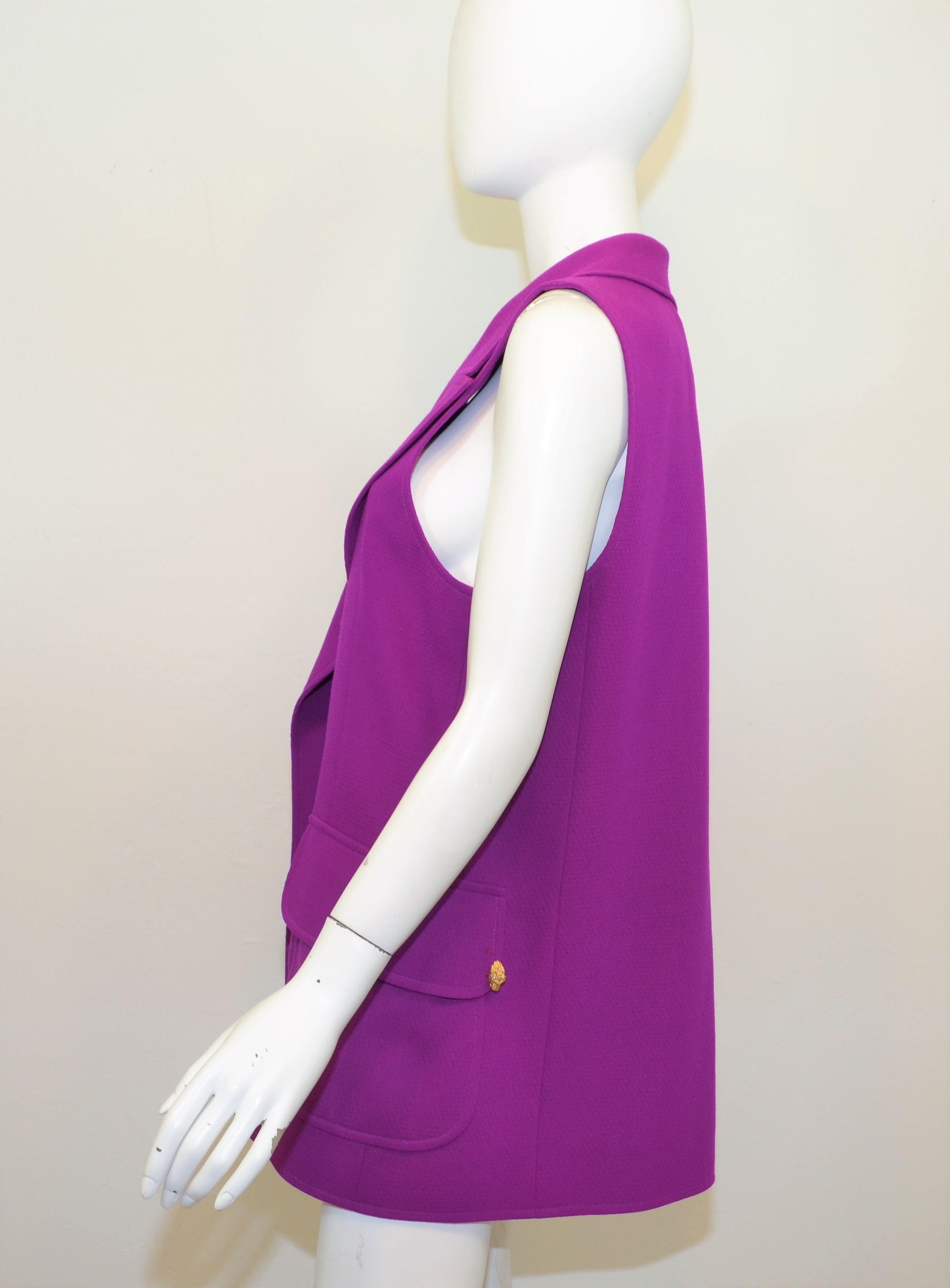 Vintage Gianni Versace Couture Purple Sleeveless Blazer/Vest In Good Condition In Carmel, CA