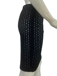 Vintage Gianni Versace Couture S/S 2002  Black Eyelet Pencil Skirt Italian 38