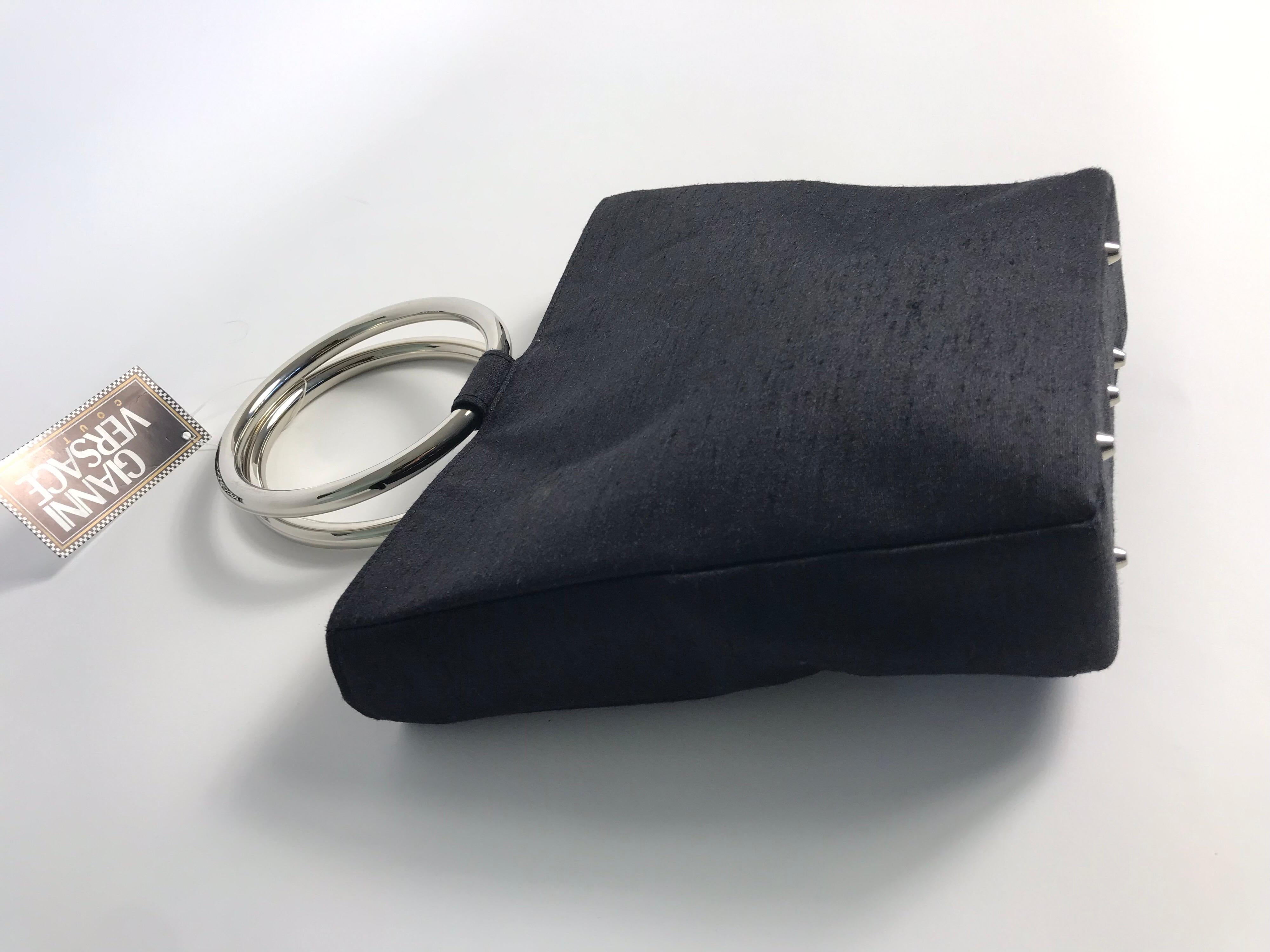 Vintage Gianni Versace Couture Top Handle Metal Ring Handbag, 1990s 3