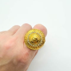 Vintage Gianni Versace Crystal Medusa Ring 1980s