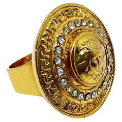 Used Gianni Versace Crystal Medusa Ring 1980s
