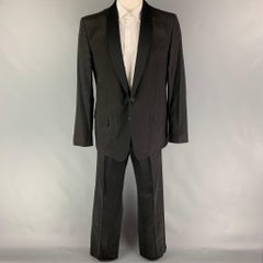 Vintage GIANNI VERSACE Deadstock Size 44 Black Pattern Cotton Blend Shawl Collar