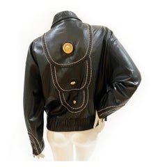 Veste en cuir embellie vintage Gianni Versace