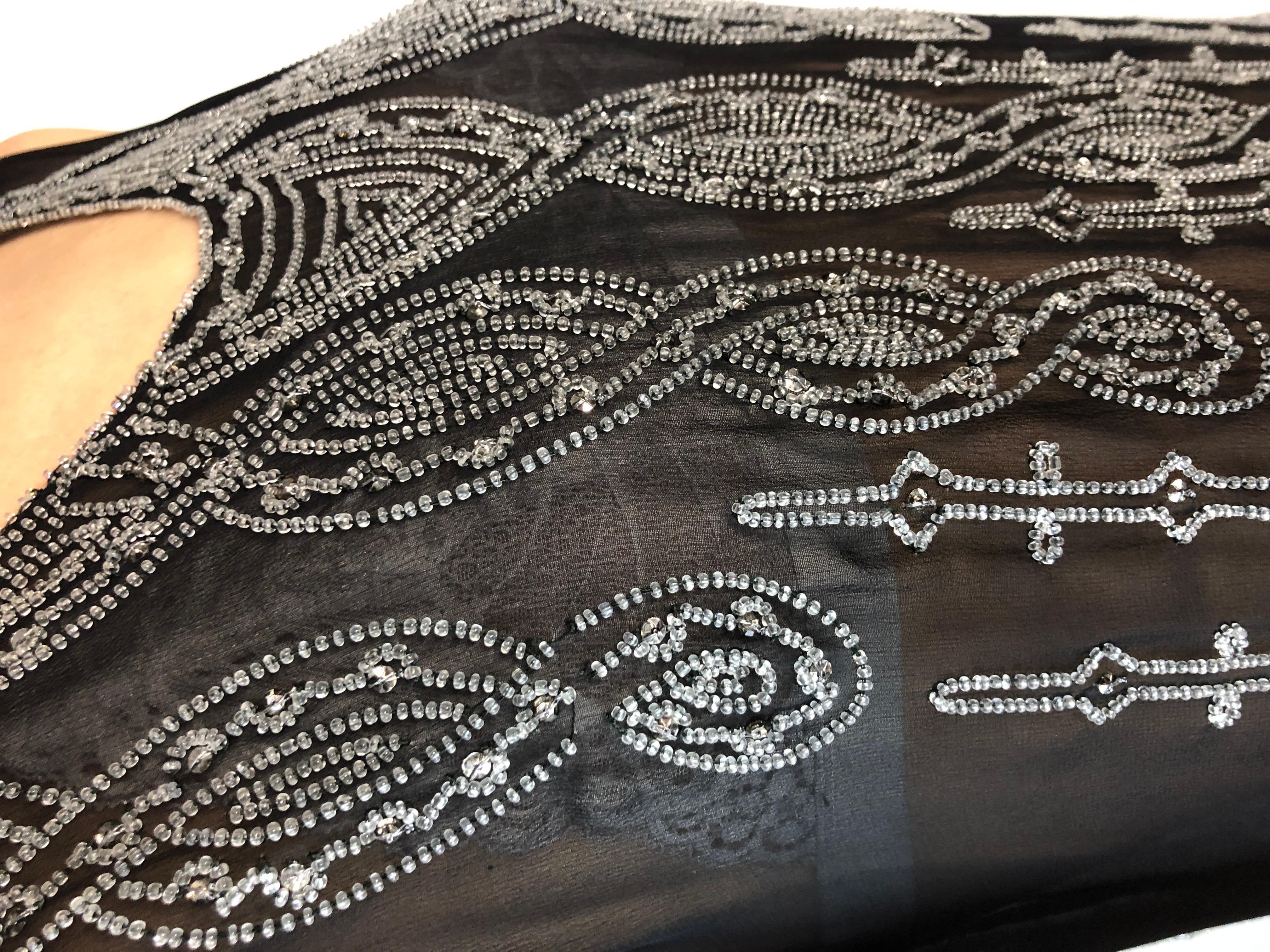 Vintage Gianni Versace for Genny silk & silver beads 20s style dress, c.1980s In Good Condition For Sale In London, GB