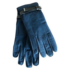 Vintage Gianni Versace gloves in dark blue suede