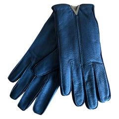 Vintage Gianni Versace gloves in dark blue suede