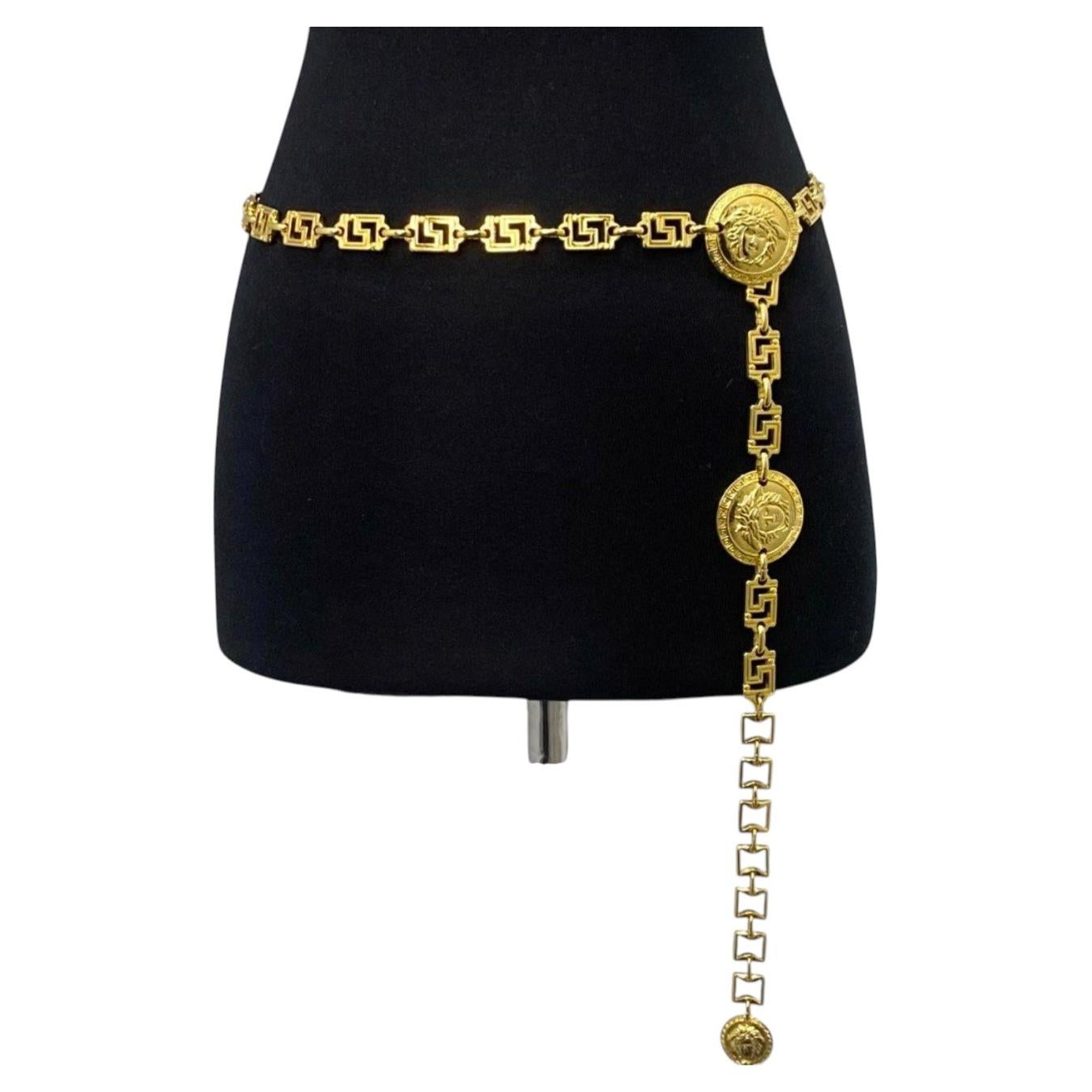 Vintage Gianni Versace Gold Chain Medallion Belt For Sale at 1stDibs