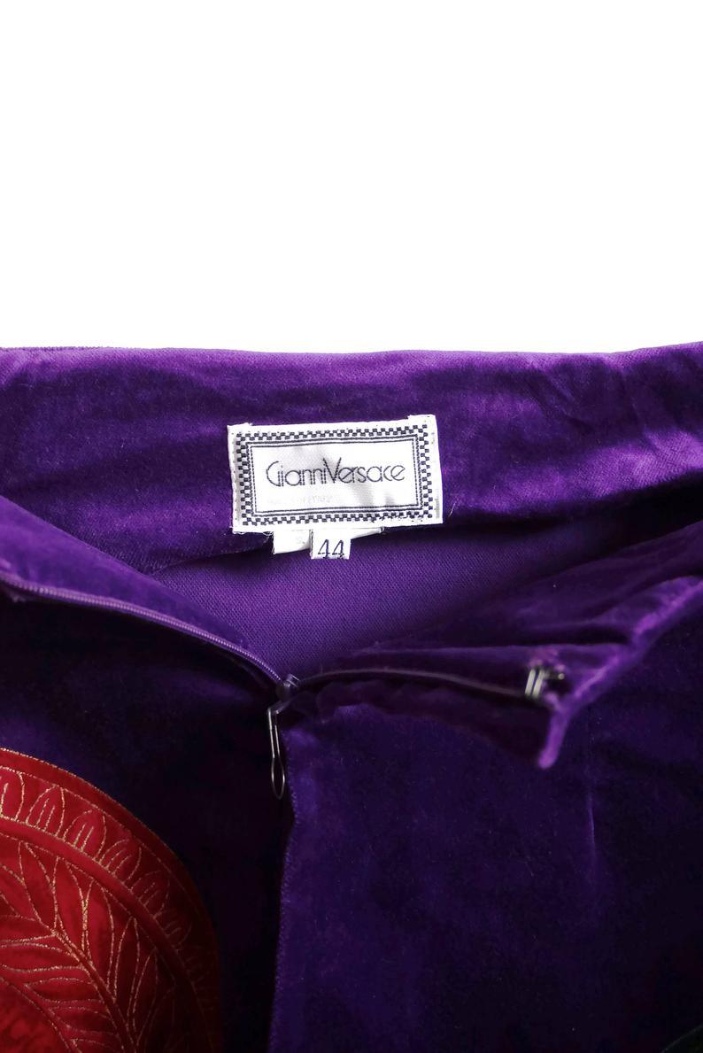 Vintage GIANNI VERSACE Iconic Medusa Baroque Colourful Velvet Pants 2