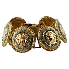 Vintage GIANNI VERSACE Iconic Medusa Rhinestone Bracelet
