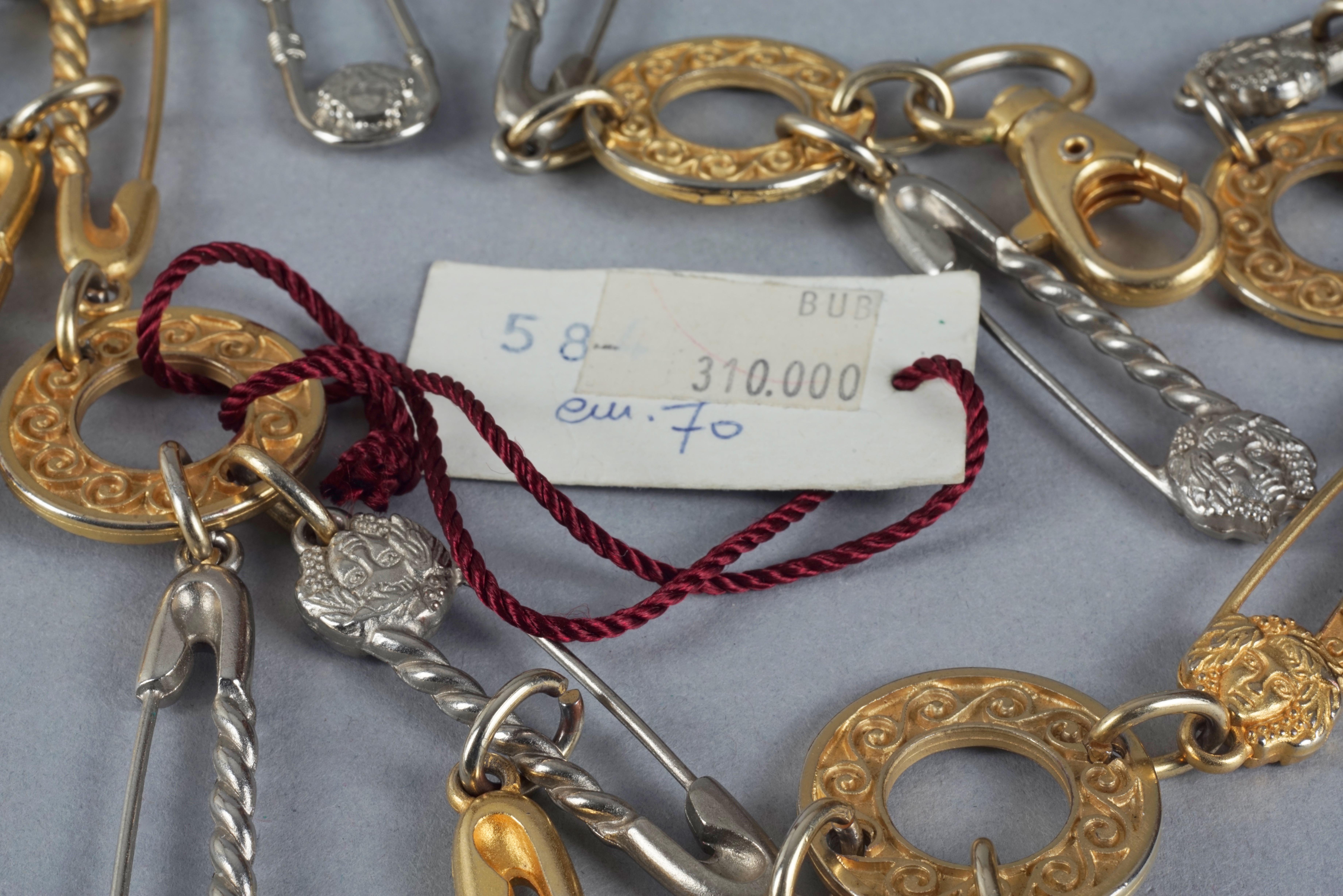 Vintage GIANNI VERSACE Iconic Medusa Safety Pin Necklace Belt For Sale 5