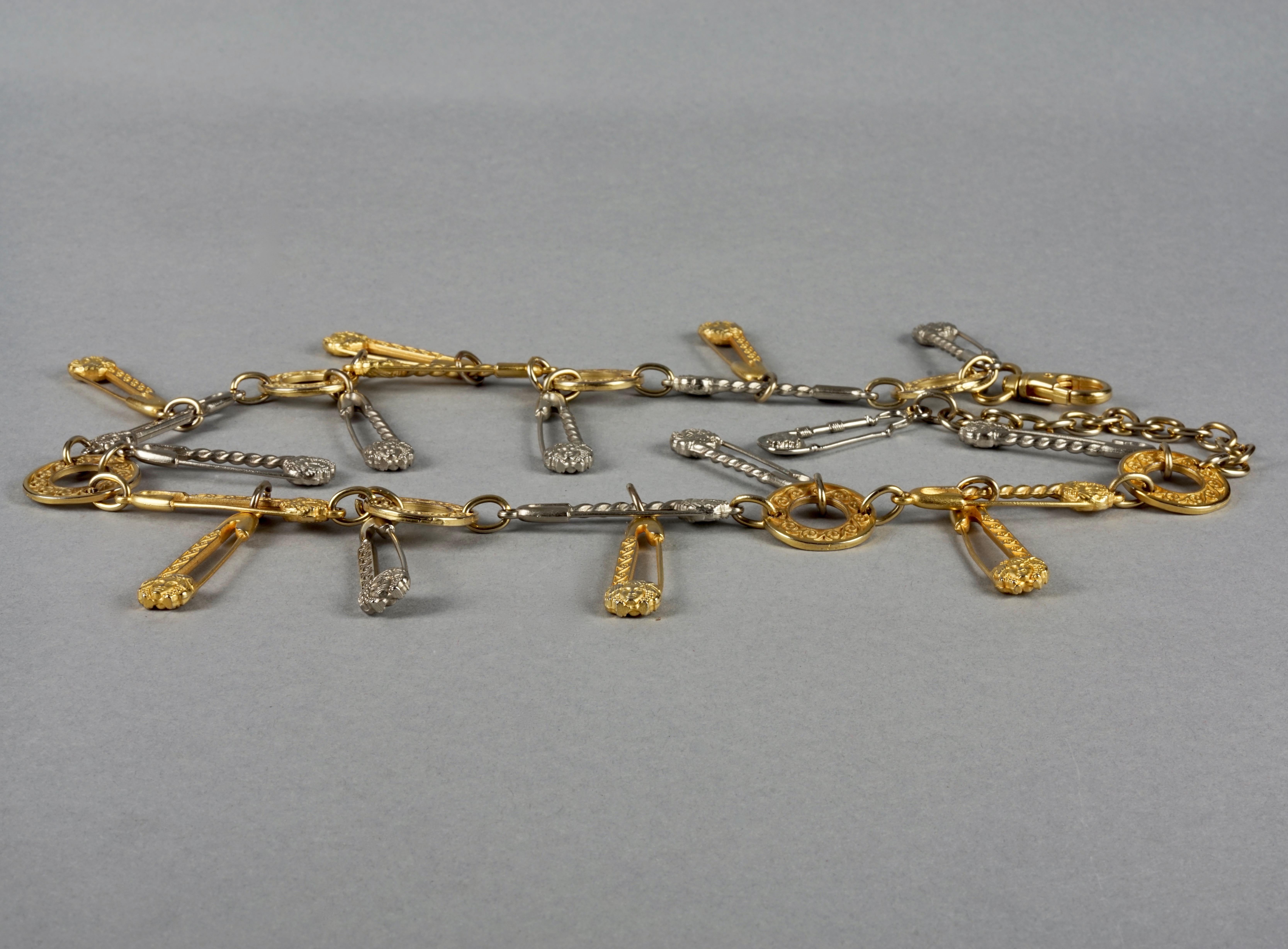 Vintage GIANNI VERSACE Iconic Medusa Safety Pin Necklace Belt For Sale 1