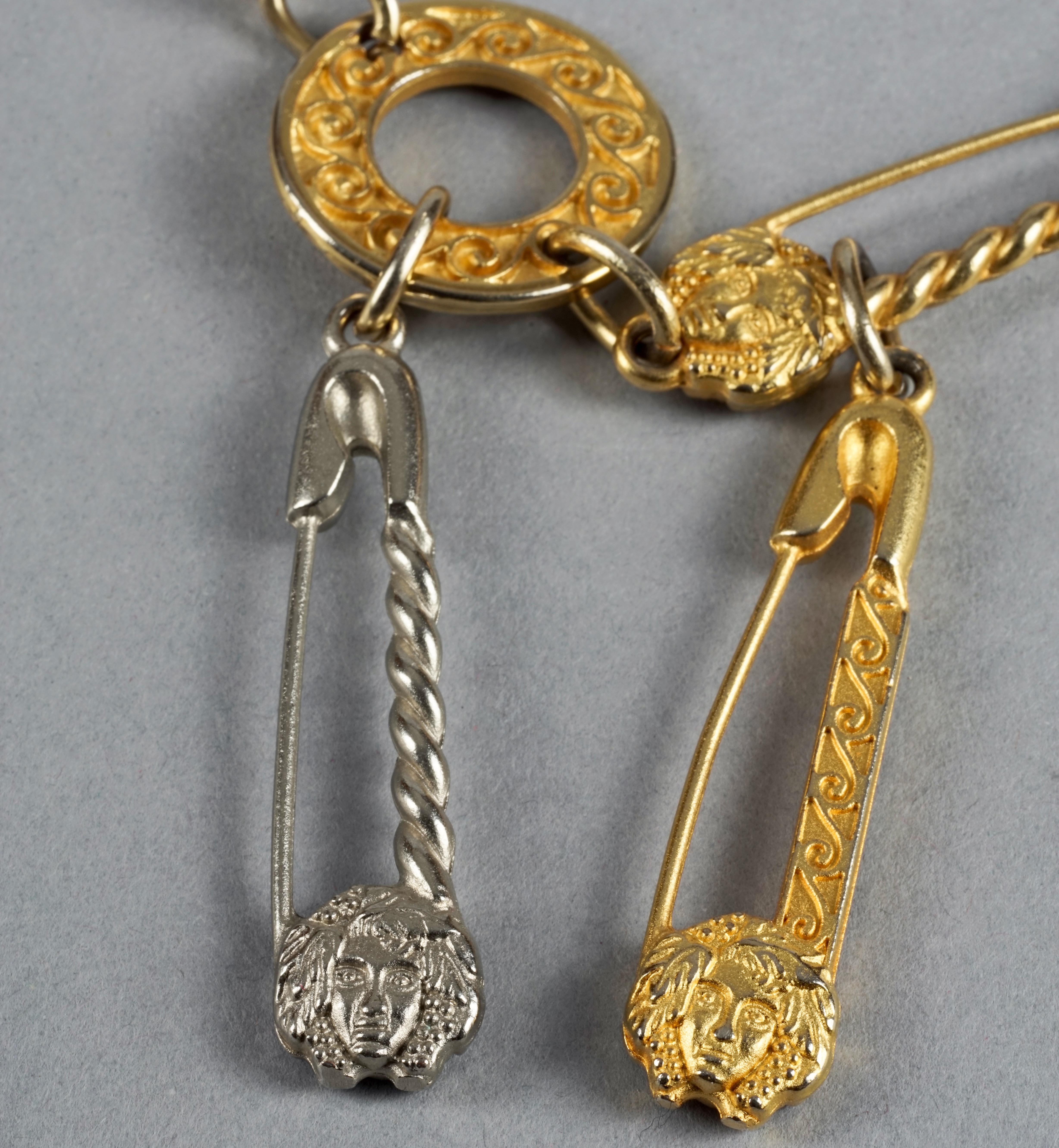 Vintage GIANNI VERSACE Iconic Medusa Safety Pin Necklace Belt For Sale 2