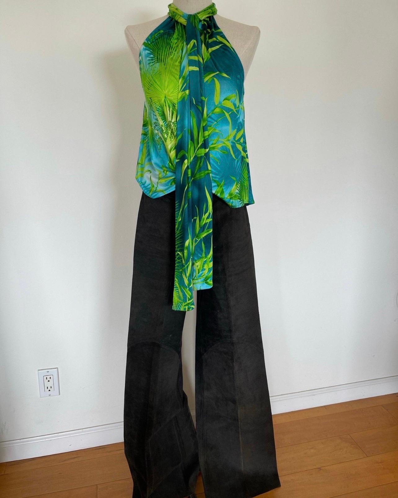 Vintage Gianni Versace Jungle Print Versace Halter Top from S/S 2000 In Excellent Condition For Sale In Malibu, CA