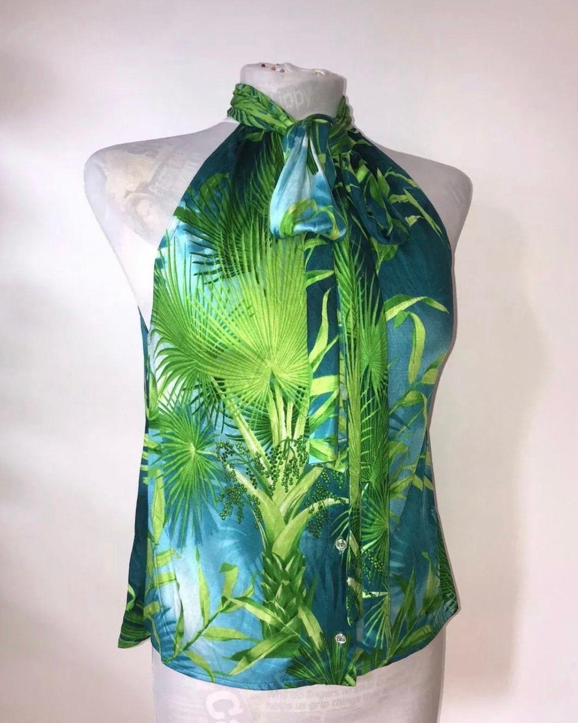 Vintage Gianni Versace Jungle Print Versace Halter Top from S/S 2000 For Sale 2