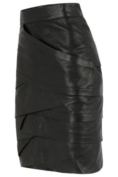 Vintage Gianni Versace Late 1980/90's Leather Layered Pencil Skirt
