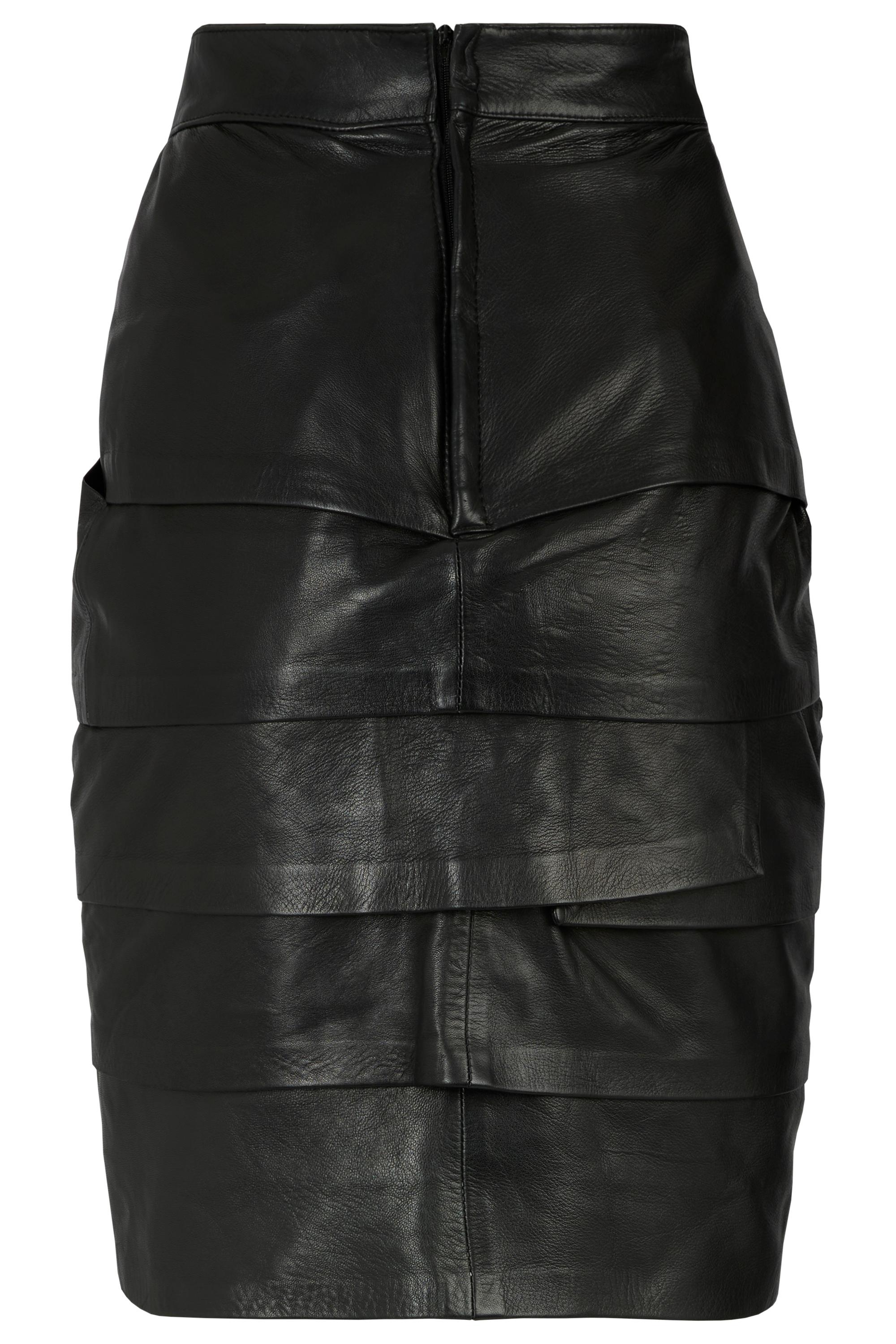 Vintage Gianni Versace Finales de los 80/90 Falda lápiz de cuero en capas en Excelente estado para la venta en London, GB