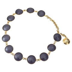 Used gianni versace leather black/gold medusa belt/necklace