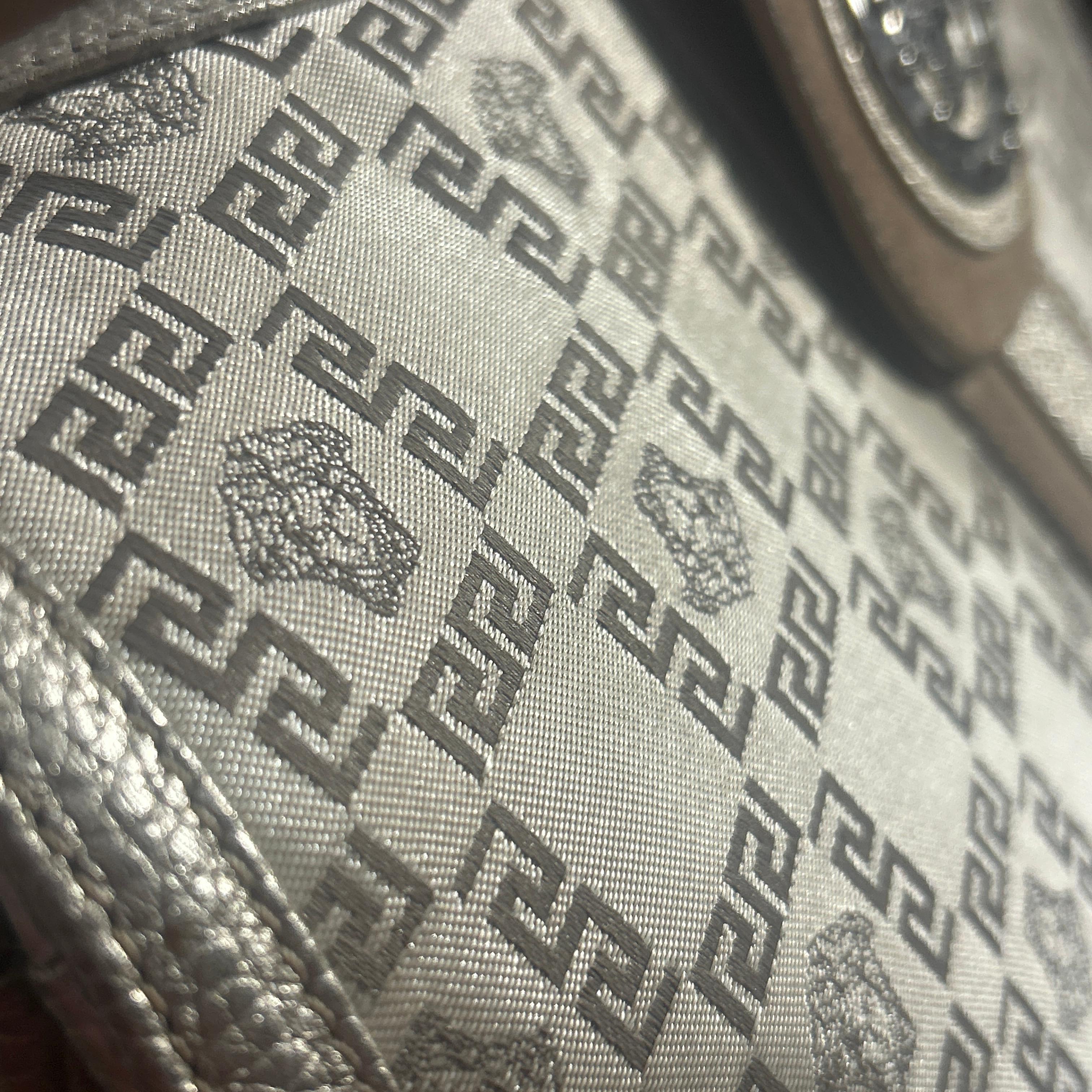 Vintage Gianni Versace Metallic Medusa Monogram White Shoulder Bag For Sale 1