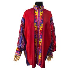 Vintage Gianni Versace Multicolor Silk Tribal Stripe Shirt