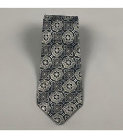 Vintage GIANNI VERSACE Navy Silver Baroque Silk Tie