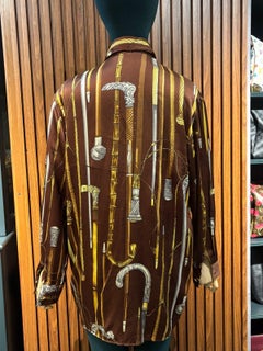 Vintage Gianni Versace Printed Brown Silk Shirt