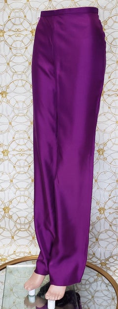VINTAGE GIANNI VERSACE PURPLE100% SILK PANTS size 42 - 8