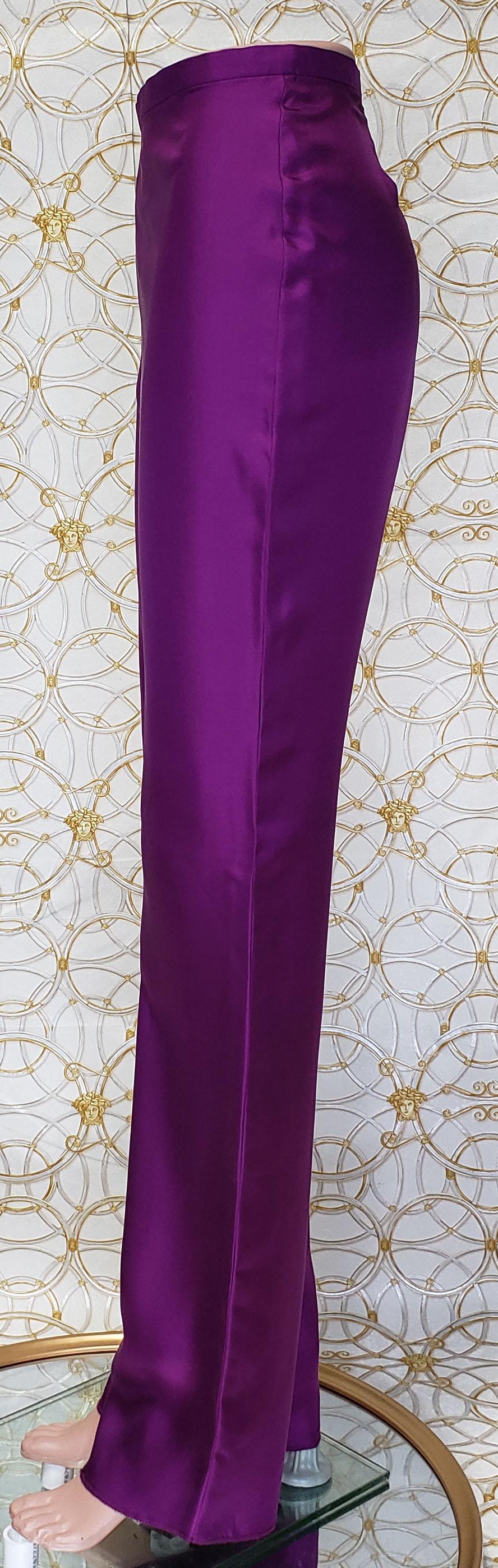 purple silk pants