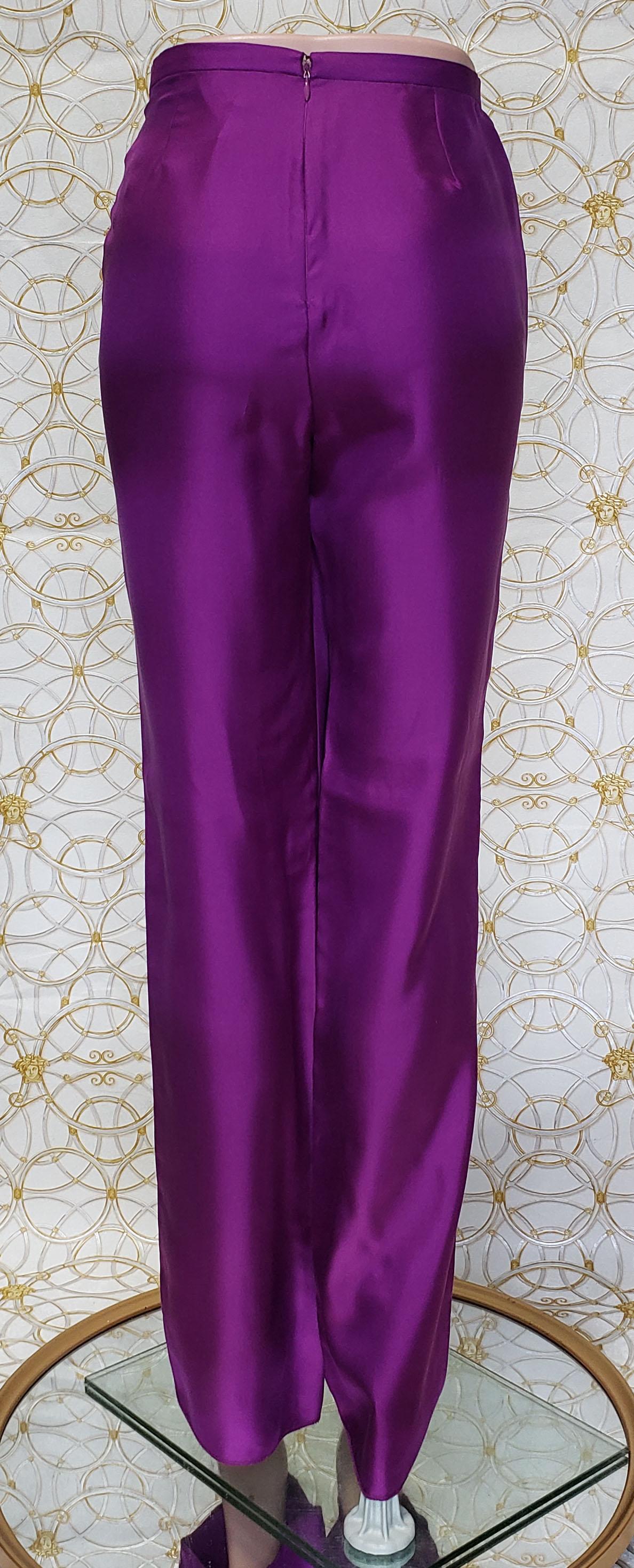VINTAGE GIANNI VERSACE LILA 100% SEIDENHOSE Größe 42 - 8 Damen im Angebot