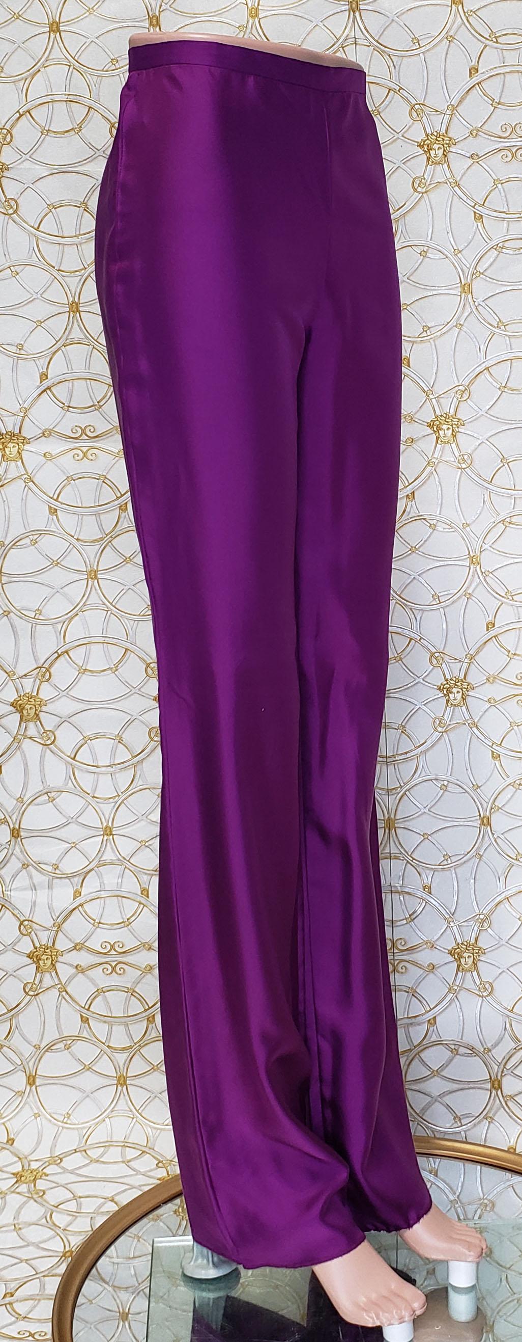 Women's VINTAGE GIANNI VERSACE PURPLE100% SILK PANTS size 42 - 8 For Sale