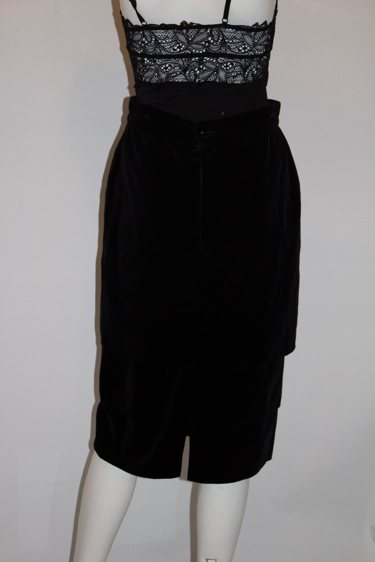 Black Vintage Gianni Versace Sera Velvet Skirt For Sale