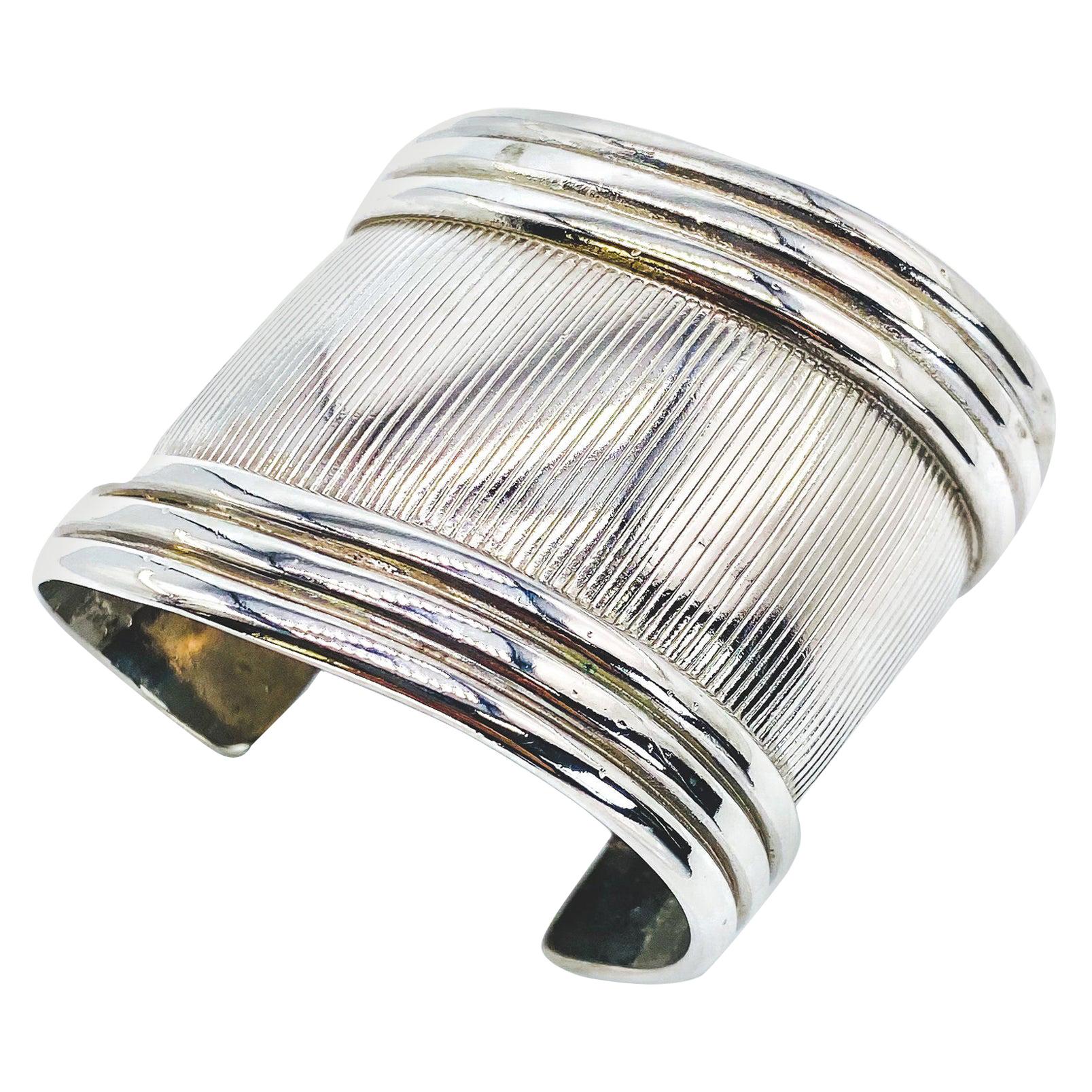 Vintage GIANNI VERSACE Silver Plated Cuff Bracelet 1990s