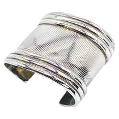 Vintage GIANNI VERSACE Silver Plated Cuff Bracelet 1990s