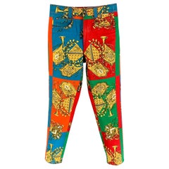 Vintage GIANNI VERSACE Size 28 Multi-Color Cotton Nylon Jean Cut Casual Pants