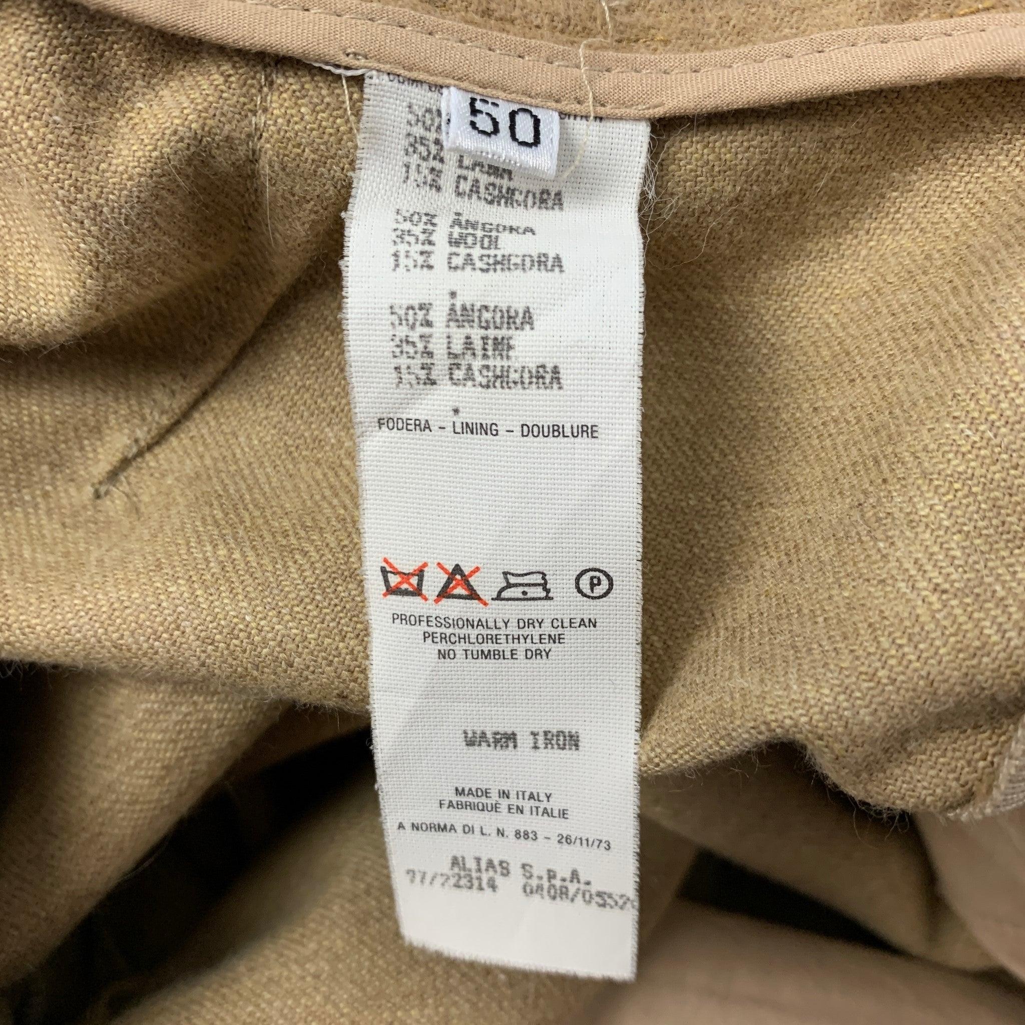 Vintage GIANNI VERSACE Size 34 Tan Angora Wool Pleated Dress Pants In Good Condition For Sale In San Francisco, CA