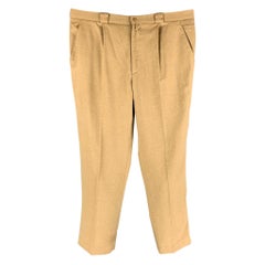 Vintage GIANNI VERSACE Size 34 Tan Angora Wool Pleated Dress Pants