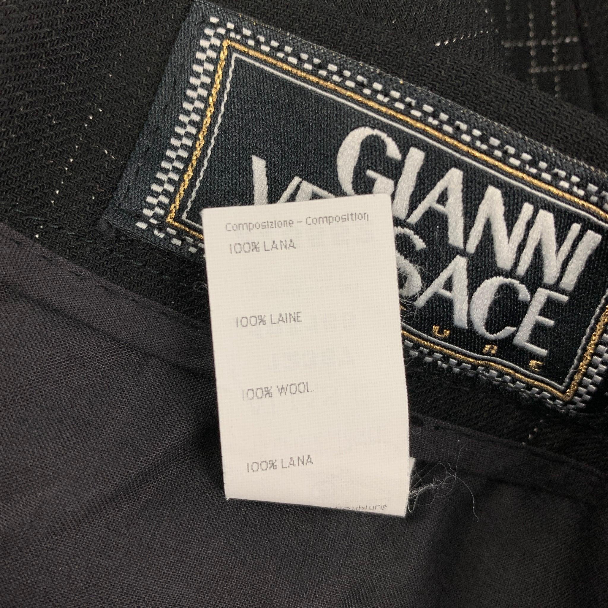 Men's Vintage GIANNI VERSACE Size 36 Black Print Wool Dress Pants For Sale