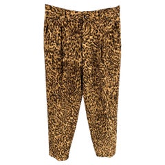 Vintage GIANNI VERSACE Size 36 Brown & Black Animal Print Wool Pleated Pants