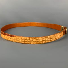 Vintage GIANNI VERSACE Size 40 Brown Tan Crocodile Leather Crocodile Belt
