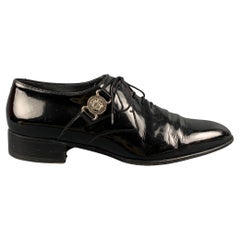 Vintage GIANNI VERSACE Size 9.5 Black Patent Leather Lace Up Shoes