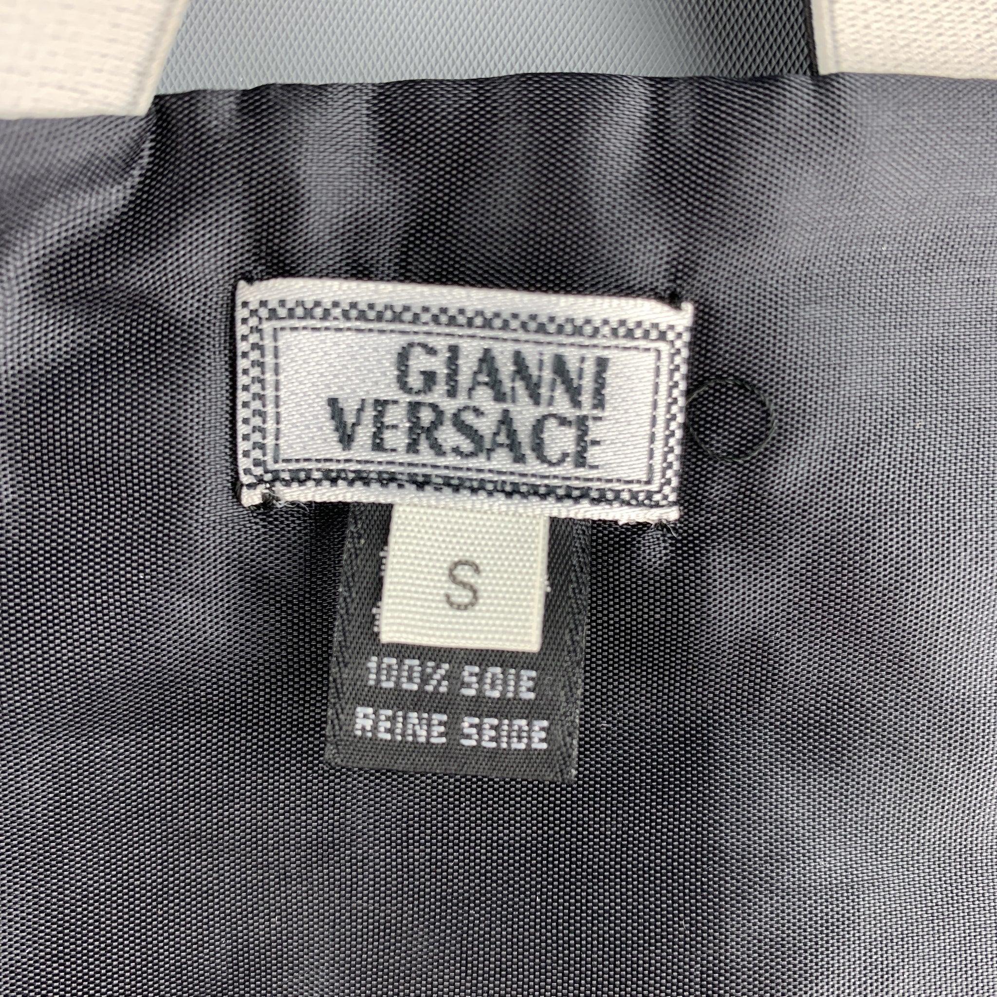 Vintage GIANNI VERSACE Size S Black & Silver Jacquard Silk Cummerbund 1