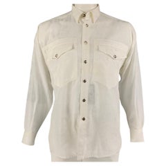 Vintage GIANNI VERSACE Size XS Floral Cotton Patch Pockets Long Sleeve Shirt