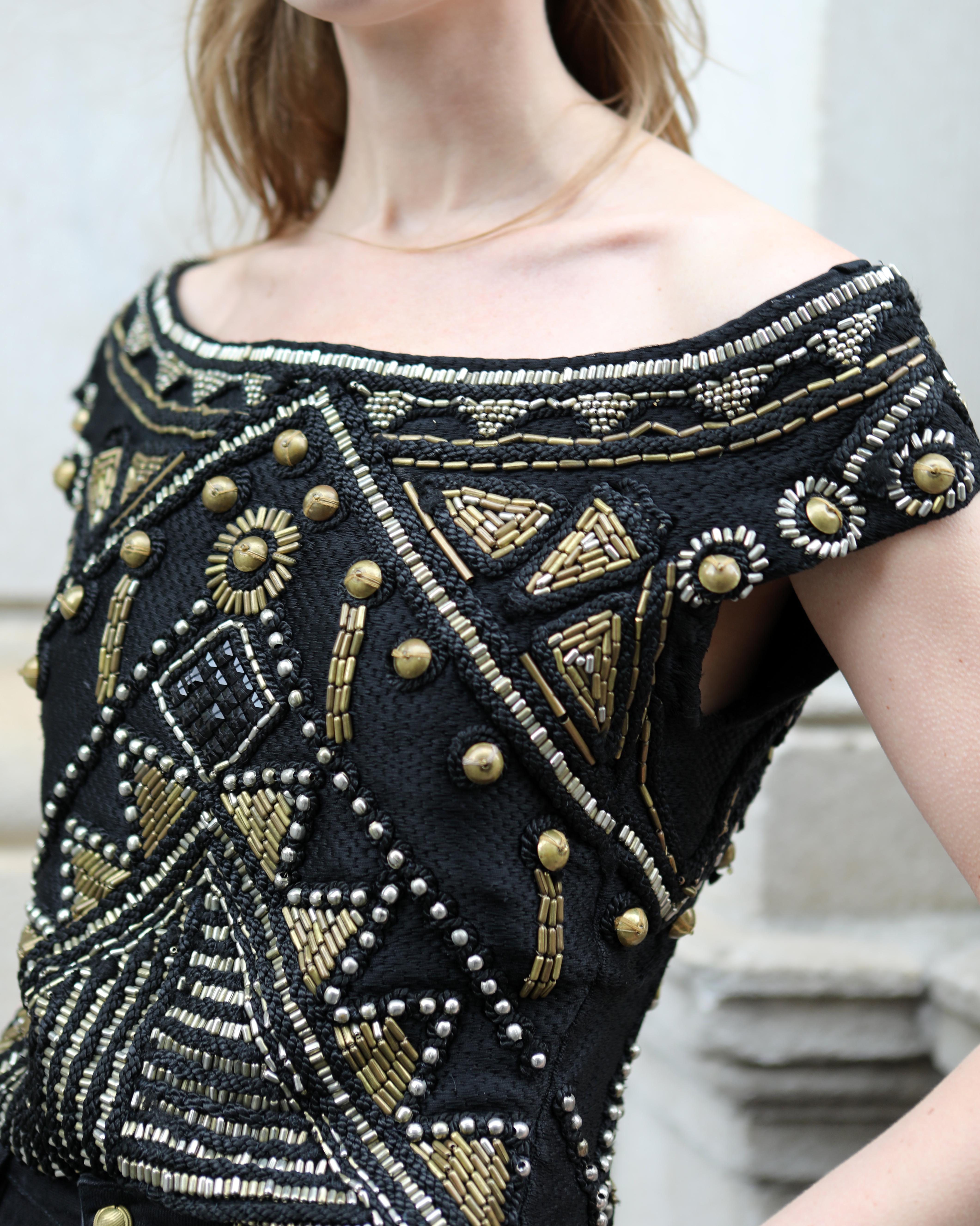 Women's or Men's Vintage Gianni Versace Spring 1990 Embellished Top