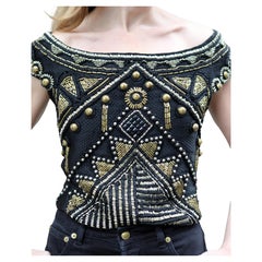 Vintage Gianni Versace Spring 1990 Embellished Top