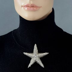 Vintage GIANNI VERSACE Star Fish Textured Silver Brooch