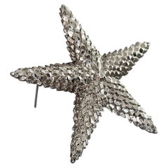 Vintage GIANNI VERSACE Star Fish Textured Silver Brooch