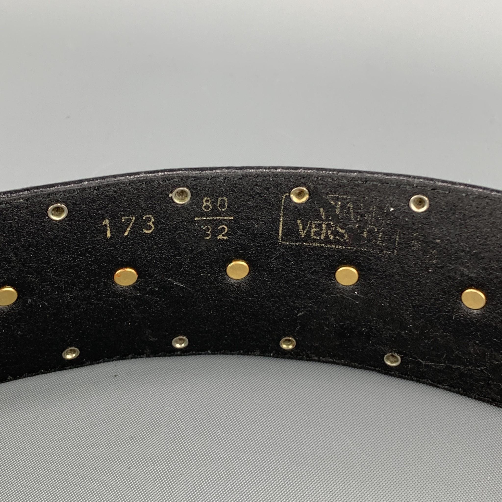 Vintage GIANNI VERSACE Studded Size 32 Black Leather Belt 3