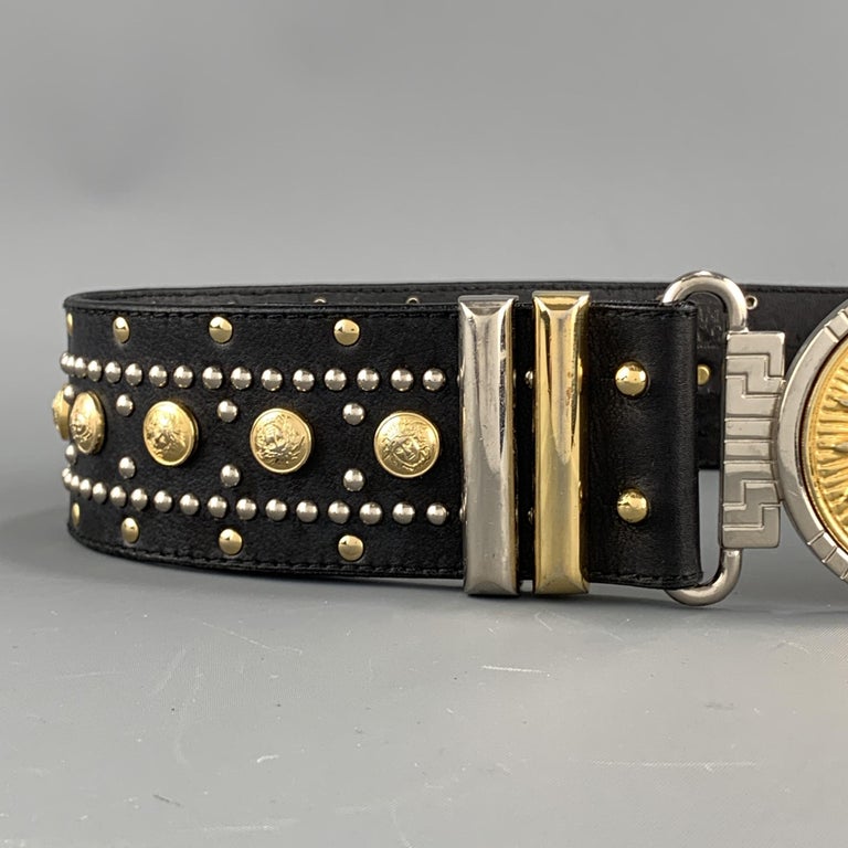 Genuine Vintage Mens VERSACE V2 Black Leather Belt Size 38 - Ruby Lane