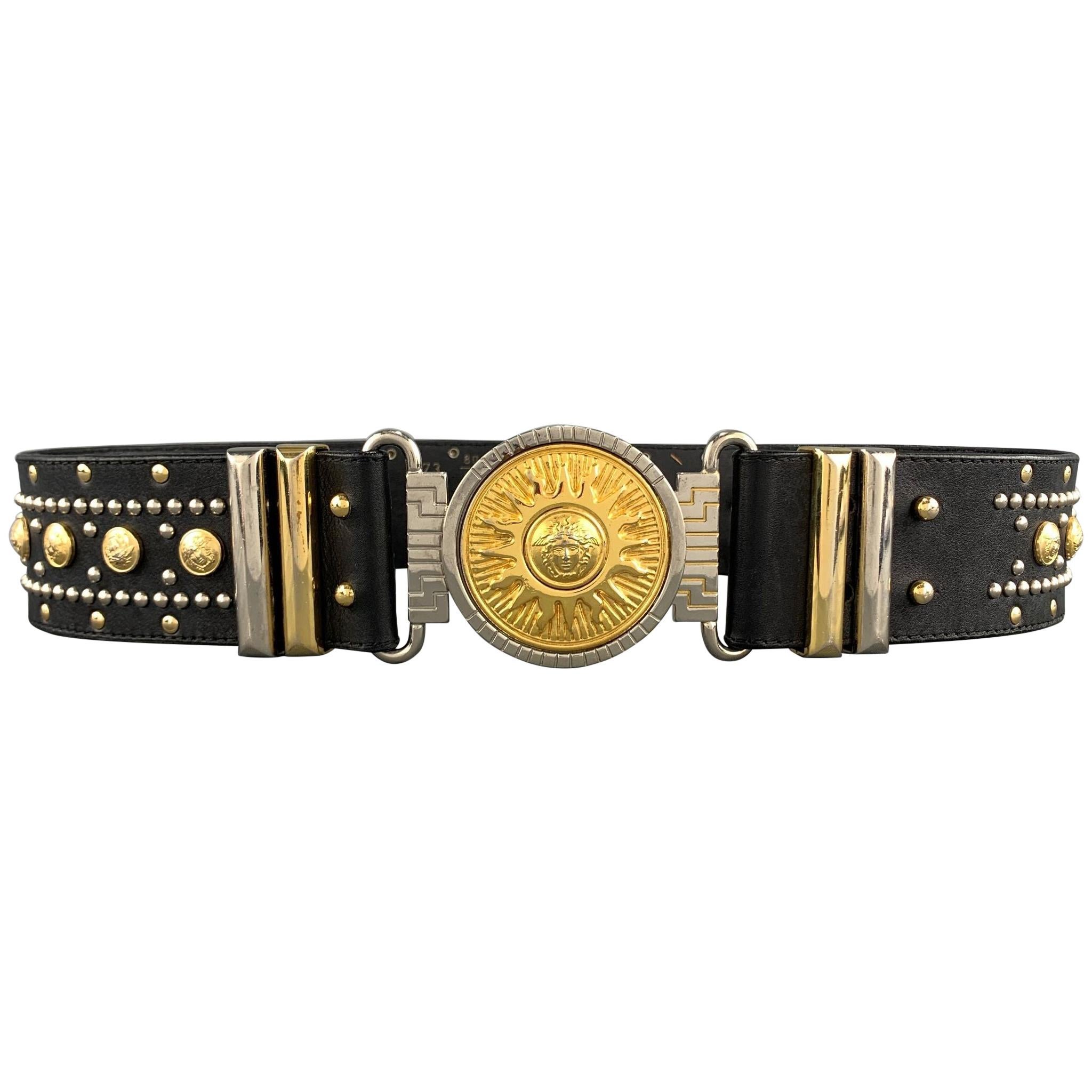 Vintage GIANNI VERSACE Studded Size 32 Black Leather Belt at 1stDibs | vintage  versace belt, gianni versace belt vintage, double buckle western belt